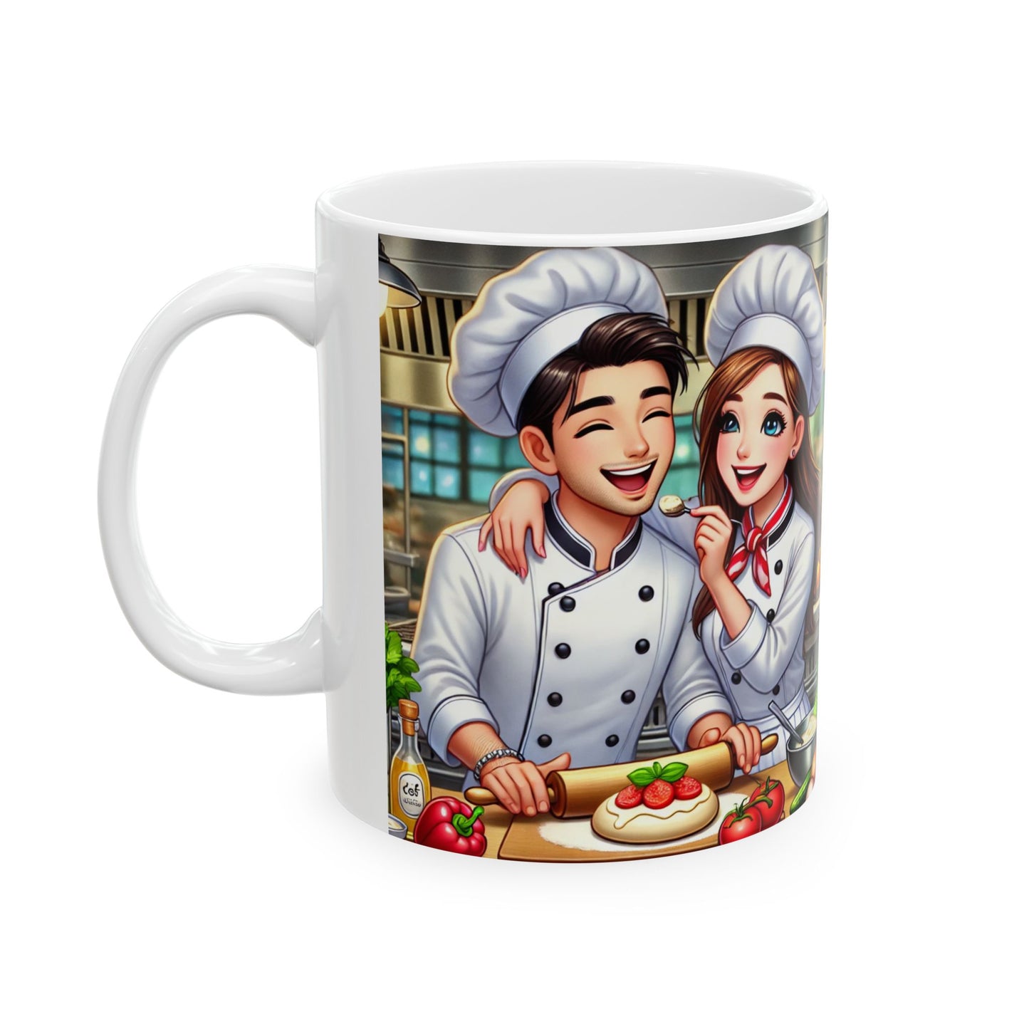 Chef's Love Ceramic Mug - Culinary Couple Design (11oz, 15oz)