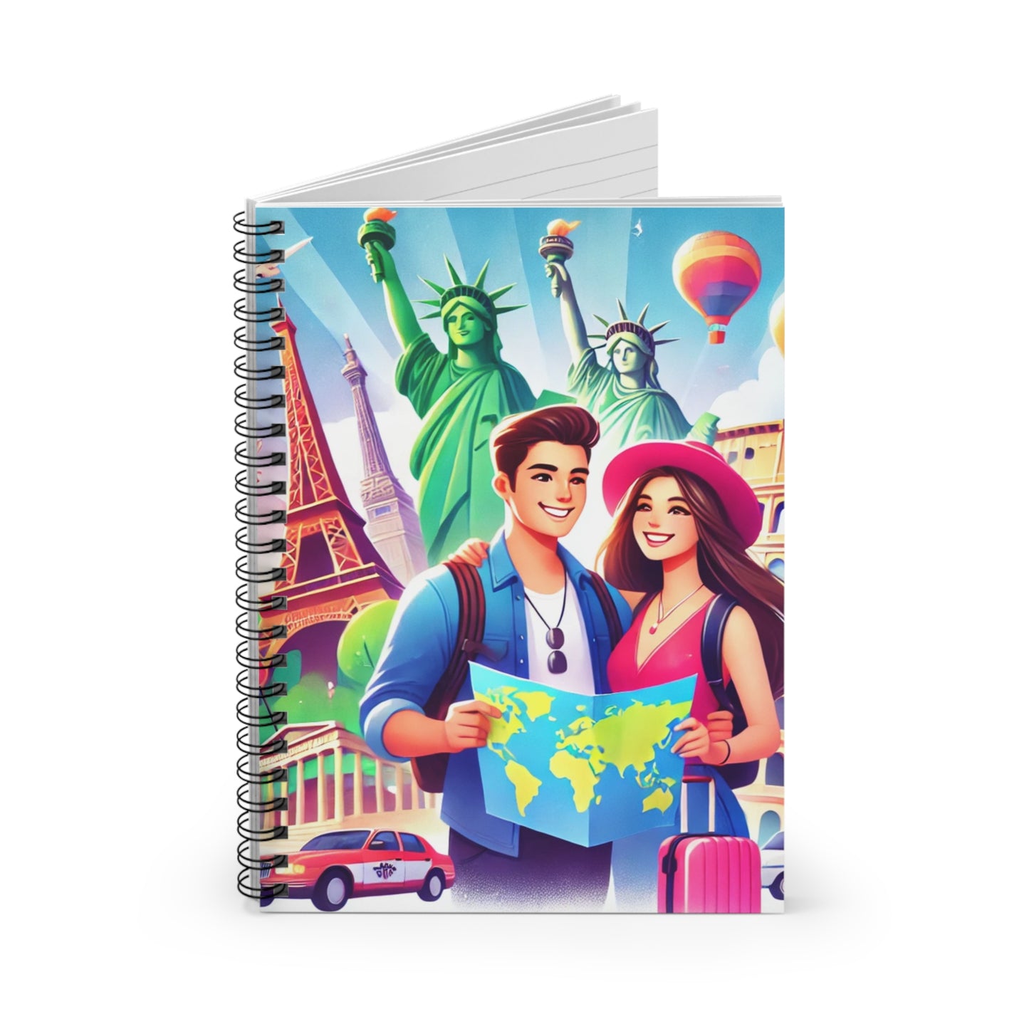 Travel Adventure Spiral Notebook - Ruled Lines with Vibrant Explorer Design