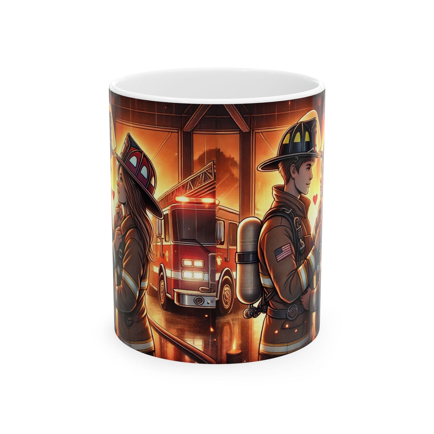 Heroic Firefighter Ceramic Mug - 11oz & 15oz | Perfect Gift for Firefighting Enthusiasts
