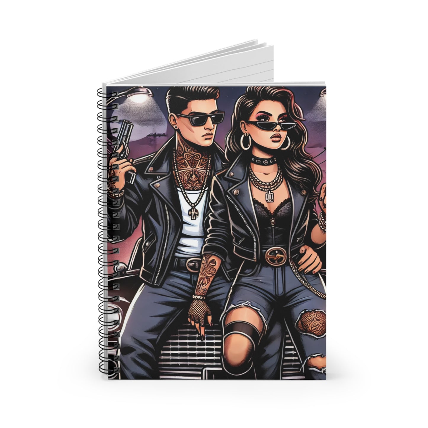 Rebel Vibes Spiral Notebook - Ruled Line with Edgy Couple Design