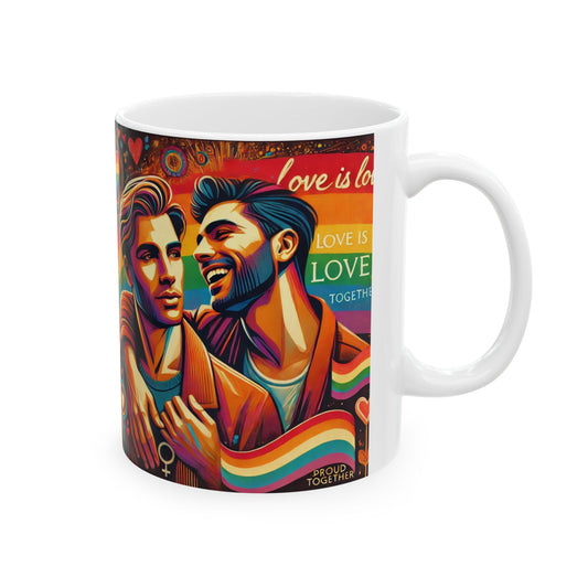 Proud Together Love is Love Ceramic Mug - 11oz & 15oz - Perfect for LGBTQ+ Celebrations & Everyday Moments