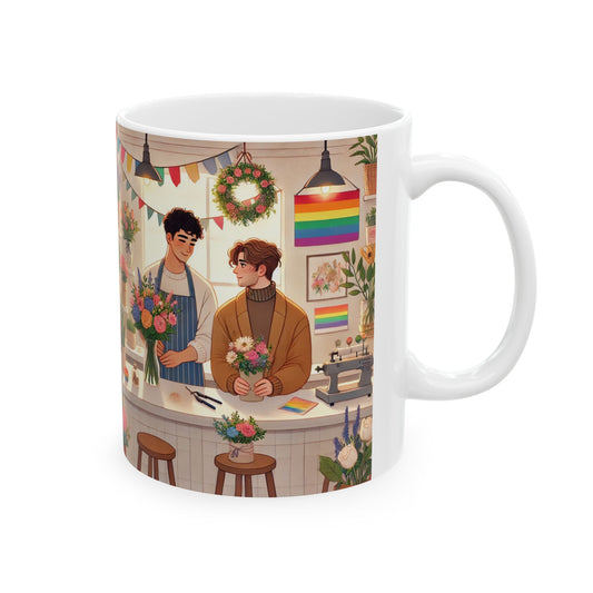 Floral Art Ceramic Mug - Colorful Flower Shop Design