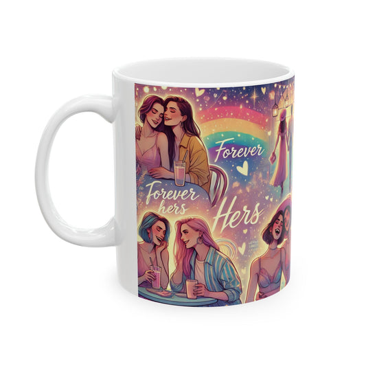 Forever Hers Ceramic Mug - Colorful LGBTQ+ Friendship Design for Gifting