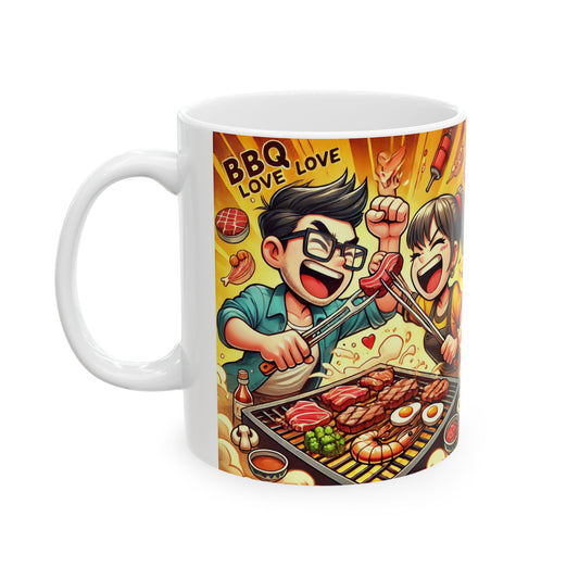 BBQ Love Ceramic Mug - Fun 11oz & 15oz Coffee Cup for Food Lovers