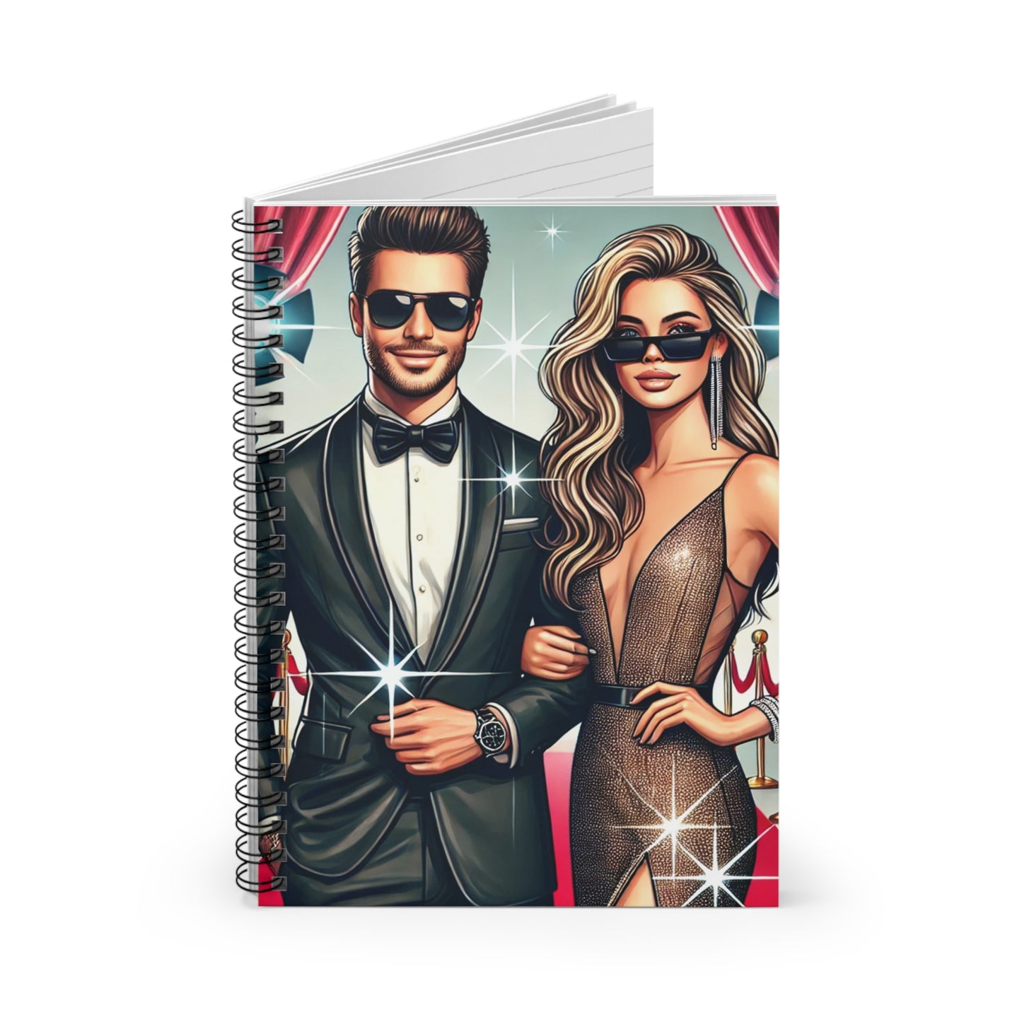 Glamorous Spiral Notebook - Ruled Line Featuring Stylish Couples