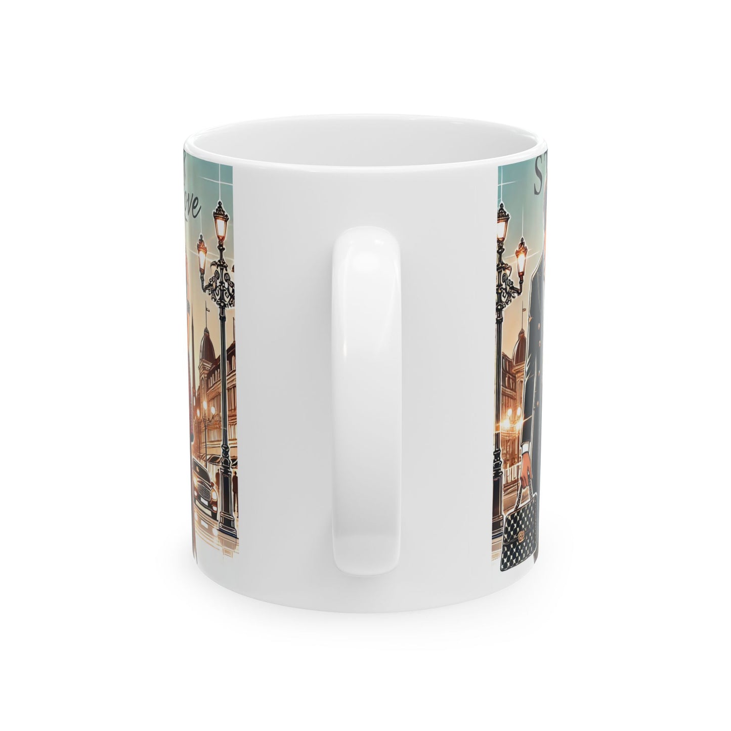 Chic Fashionista Ceramic Mug | Stylish Urban Design for Coffee Lovers