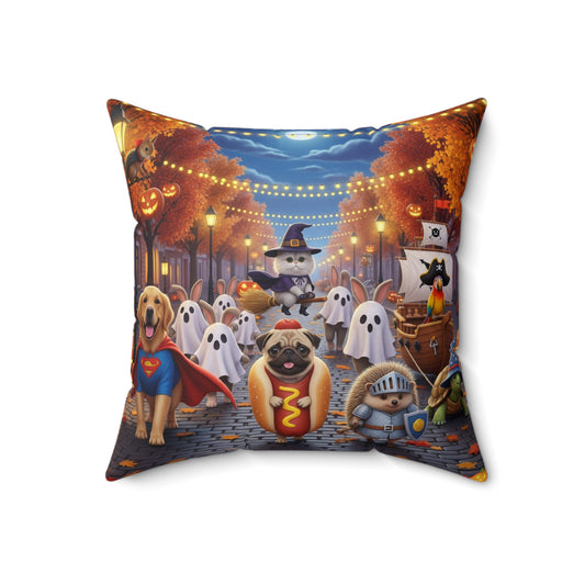 Whimsical Halloween Pet Pillow, Fun Decor, Animal Lover Gift, Fall Home Accent, Pet Themed Pillow, Cozy Cushion