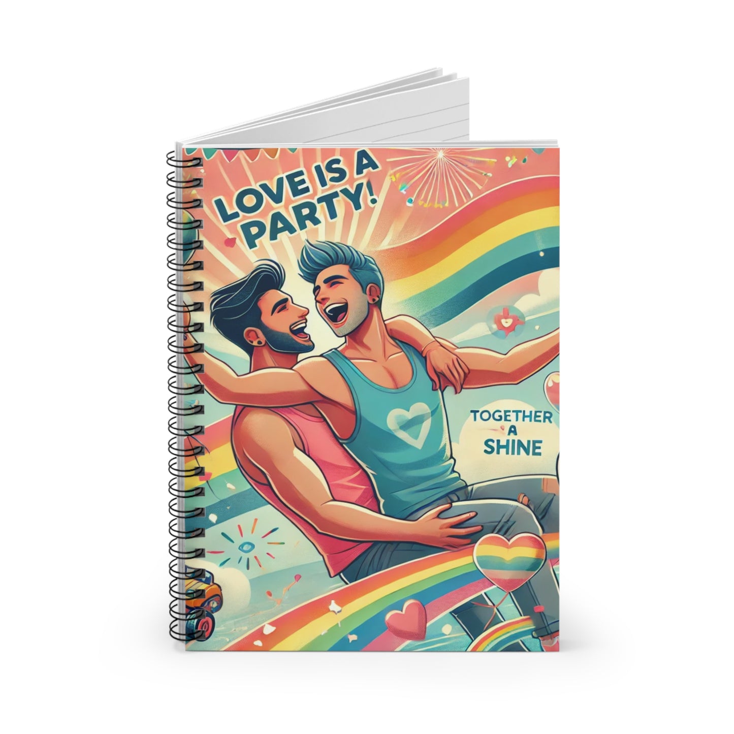Love is a Party Spiral Notebook - Vibrant LGBTQ+ Design for Celebration & Inspiration
