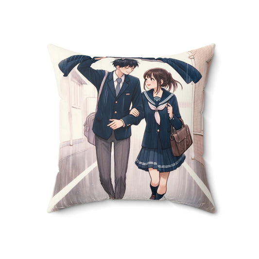Cute Anime Couple Square Pillow - Cozy Decorative Cushion for Home Decor