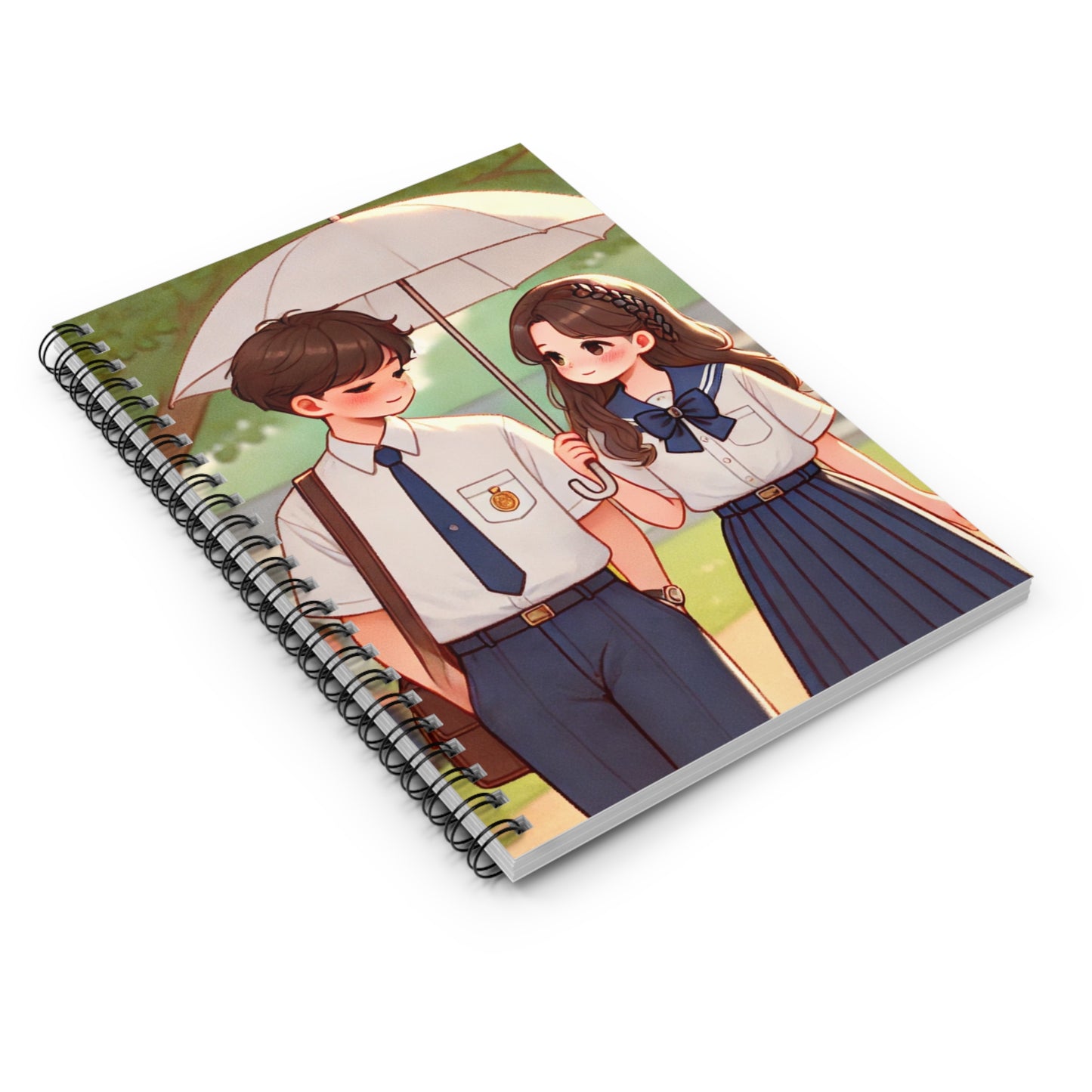Romantic Spiral Notebook - Cute Couple Design for School or Journaling