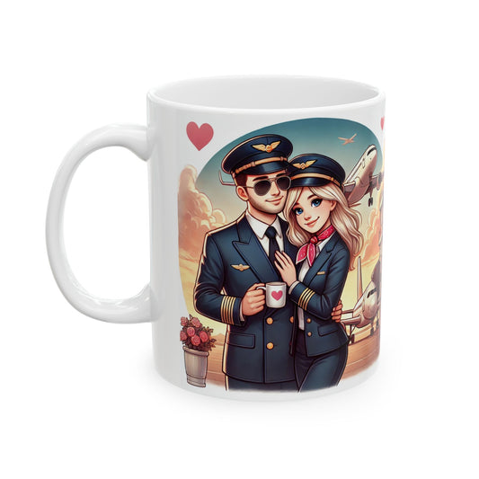 Pilot Love Ceramic Mug - Romantic Airplane Design (11oz, 15oz)