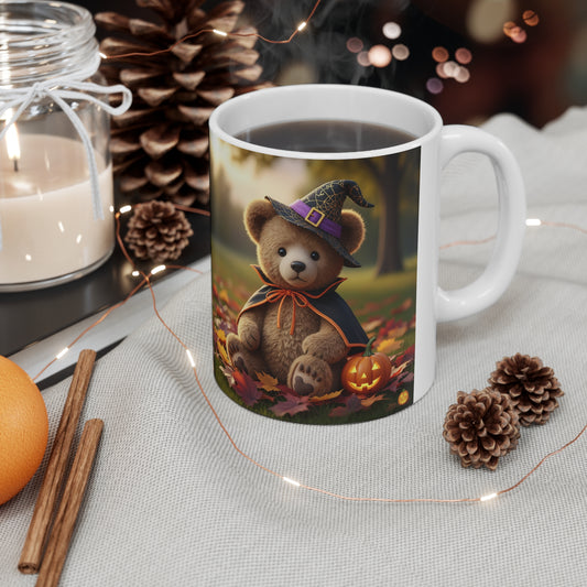 Halloween Bear Mug, Cute Teddy Mug, Fall Coffee Cup, Spooky Season Gift, Autumn Decor, Halloween Lover's Drinkware