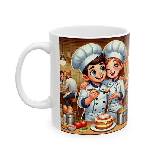 Chefs' Love Ceramic Mug - Cozy Kitchen Vibes, Perfect Gift for Foodies