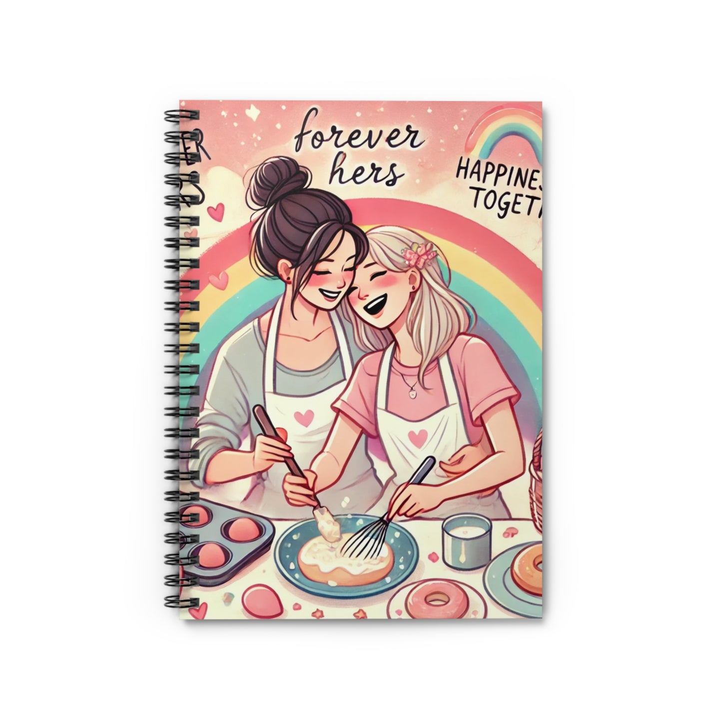 Forever Yours Spiral Notebook - Happiness Together Ruled Notebook for Couples