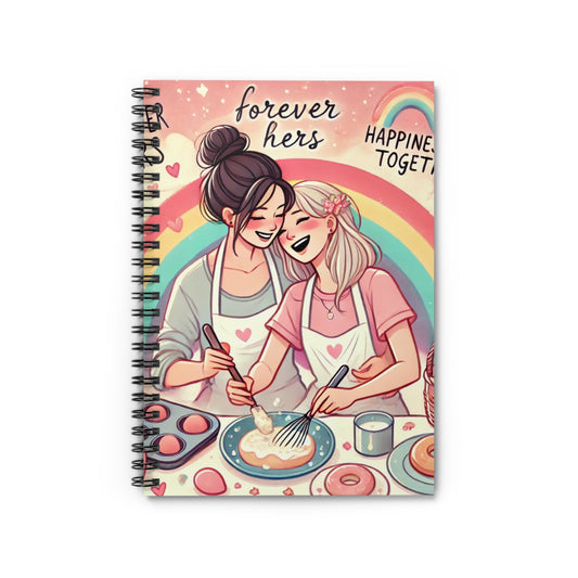 Forever Yours Spiral Notebook - Happiness Together Ruled Notebook for Couples
