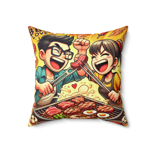 BBQ Lovers Square Pillow - Fun and Vibrant Home Decor