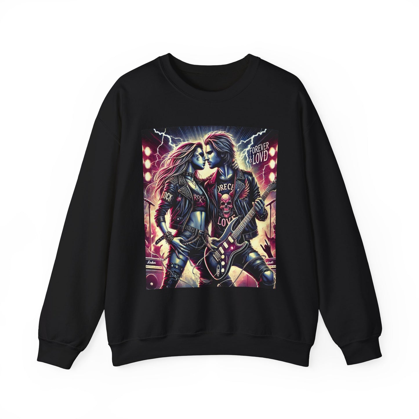 Rock & Roll Romance Crewneck Sweatshirt - Forever Loved Graphic