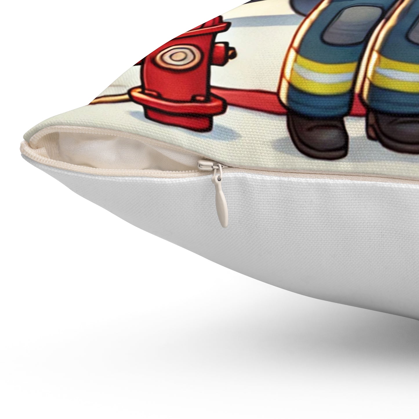 Firefighter-Themed Spun Polyester Square Pillow - Cozy Decor for Pet Lovers