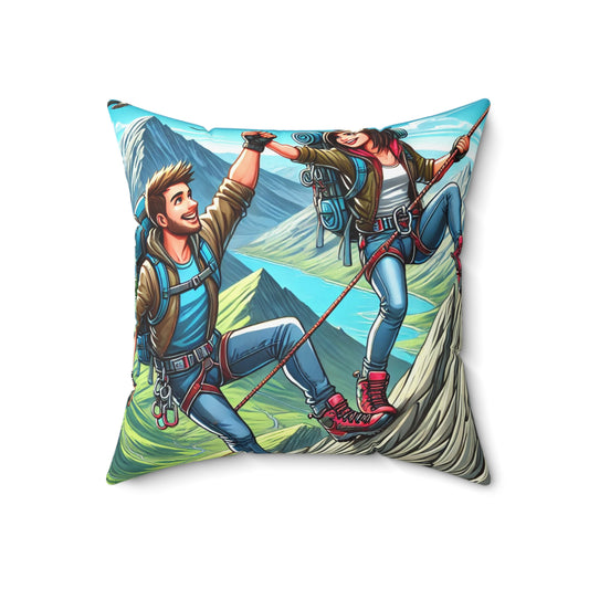 Adventure Couple Square Pillow - Embrace Outdoor Love