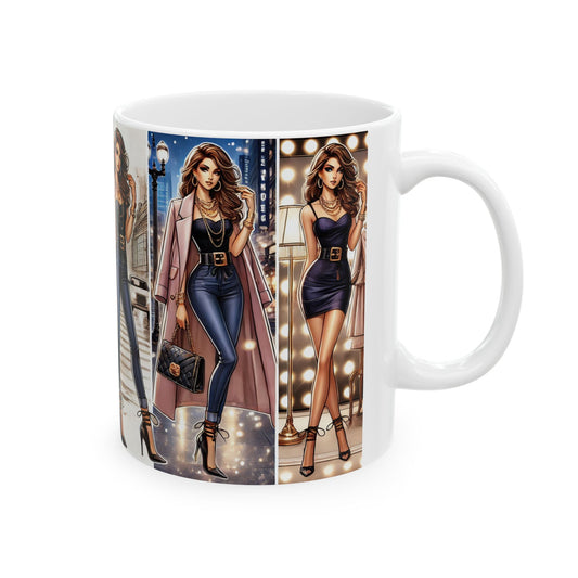 Stylish Fashionista Ceramic Mug - Chic 11oz & 15oz Coffee Cup