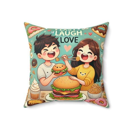 Cute Foodie Love Pillow - Cozy Square Cushion for Home Decor