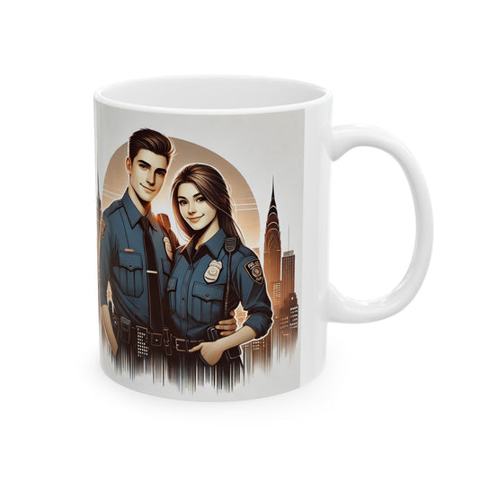 City Skyline Police Love Ceramic Mug | Perfect for First Responders and Coffee Lovers