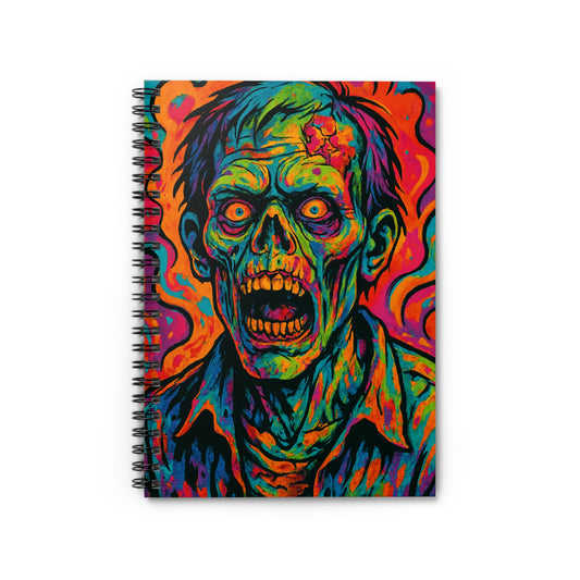 Vibrant Zombie Art Spiral Notebook, Halloween Gift, Sketchbook, Journaling, Gift for Horror Lovers, Ruled Line