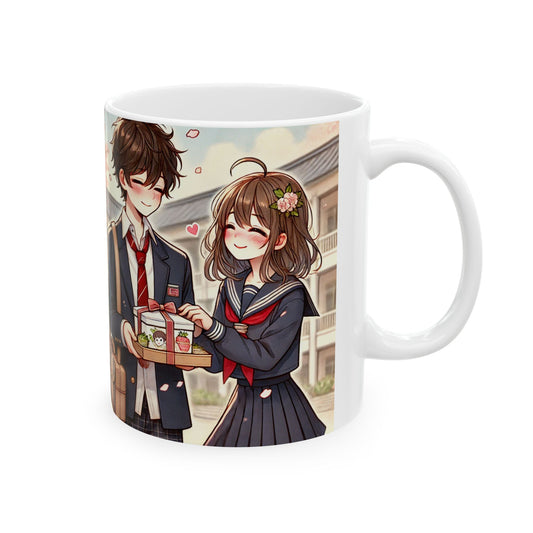 Anime Romance Ceramic Mug - Cute Couple Design, Perfect for Gifts and Everyday Use