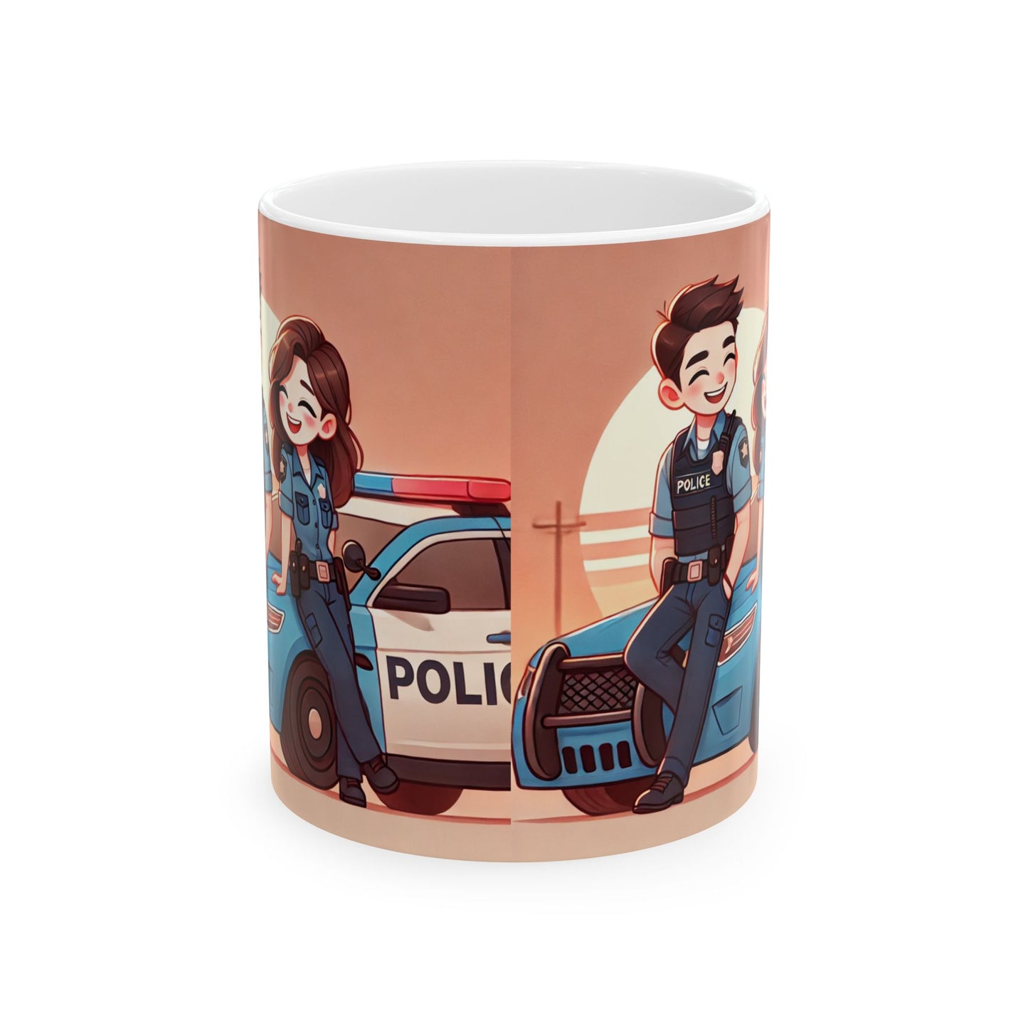 Police-Themed Ceramic Mug - Fun Law Enforcement Design, Perfect Gift for Officers and Supporters